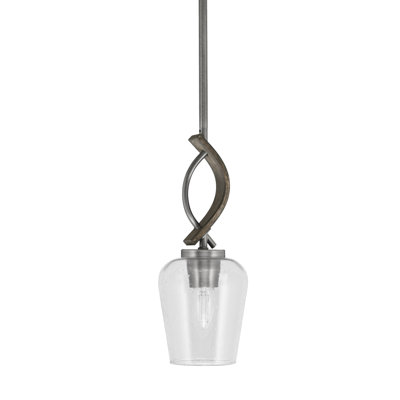Mini-luminaire suspendu avec tige de verre Hallmann avec verre transparent de 5 po