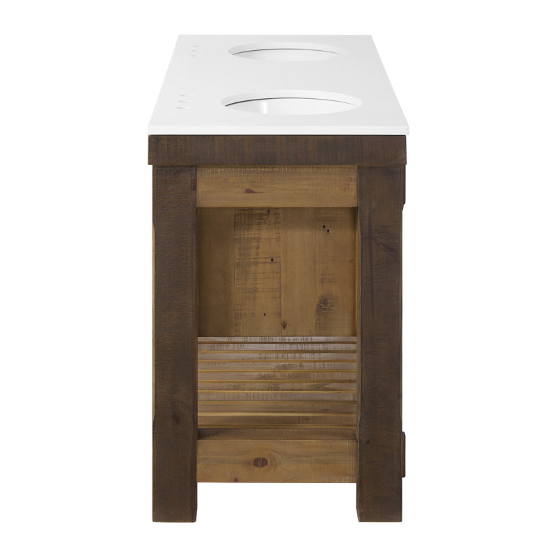 66" Double Bathroom Vanity With White Quartz Top