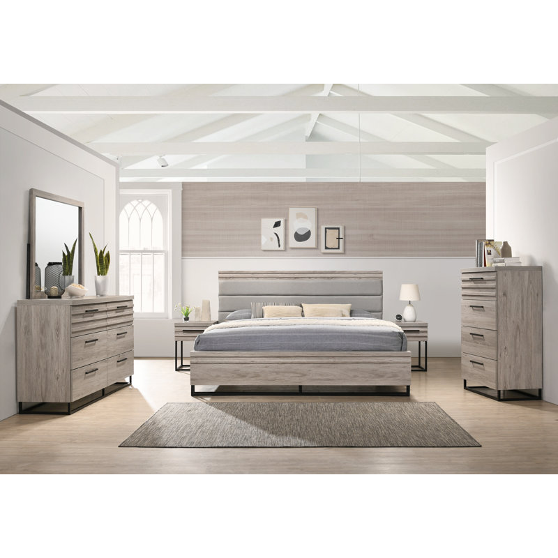 Ensemble de chambre à coucher standard 6 pièces Earvin, Très grand
