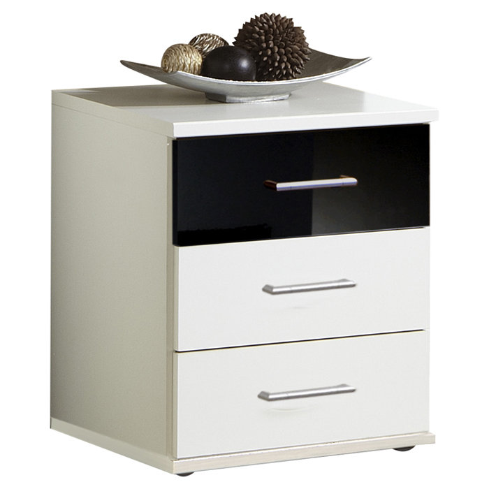 Grus 46cm W Manufactured Wood Bedside Table, Black and White