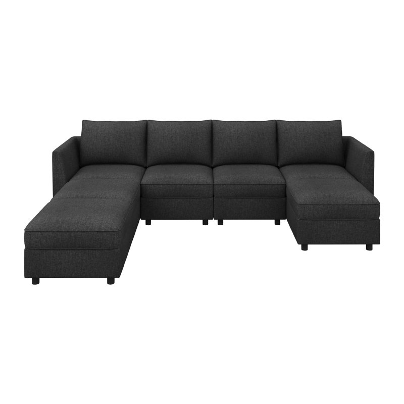 Canapé-lit modulaire en U avec siège de rangement gris foncé, Polyester gris foncé