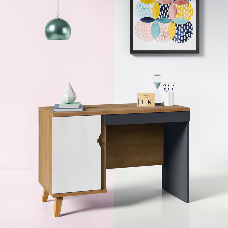 Raven Writing Desk, Brown/White/Anthracite
