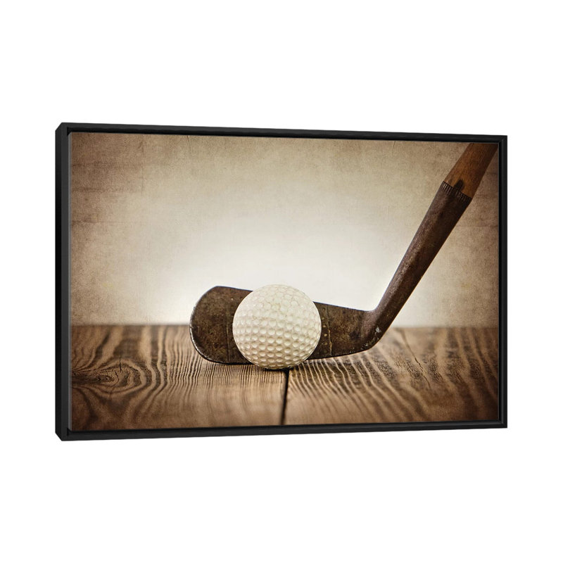 Golf Iron Ball - Print on Canvas, 66.04 cm H x 45.72 cm W, Black Framed