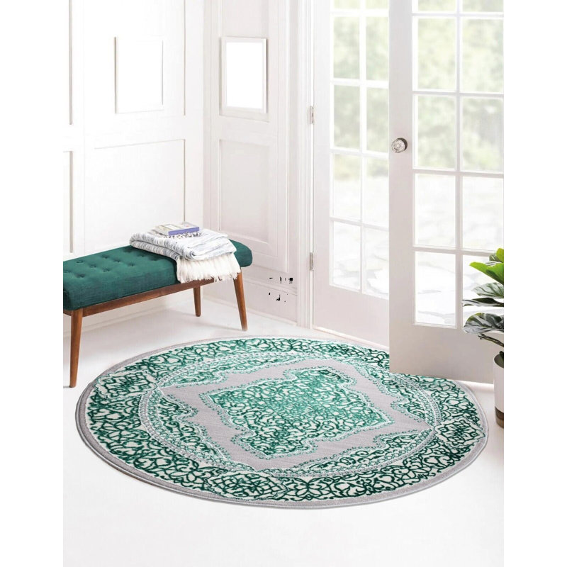 Brackney Floral Area Rug, Round 120cm