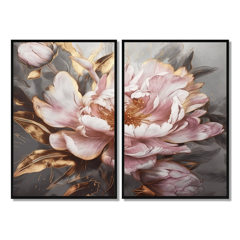 Wadebridge - impressions sur toile roses, Noir, H 36 po x l 48 po, Impression encadrée flottante