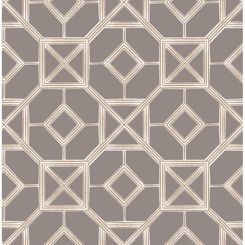 Ravello Trellis Geometric Luxury Wallpaper, Mink