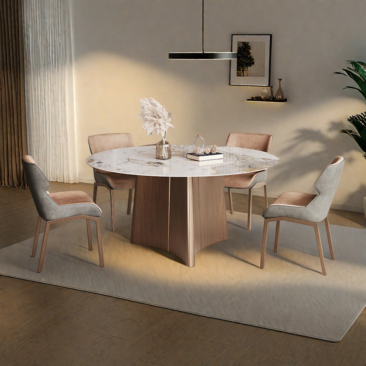 Orren Ellis Modern Round Sintered Stone Dining Table | Wayfair