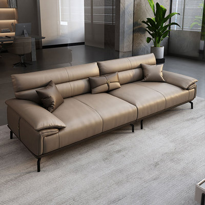 Khaki Genuine Leather Modular Sofa cushion couch