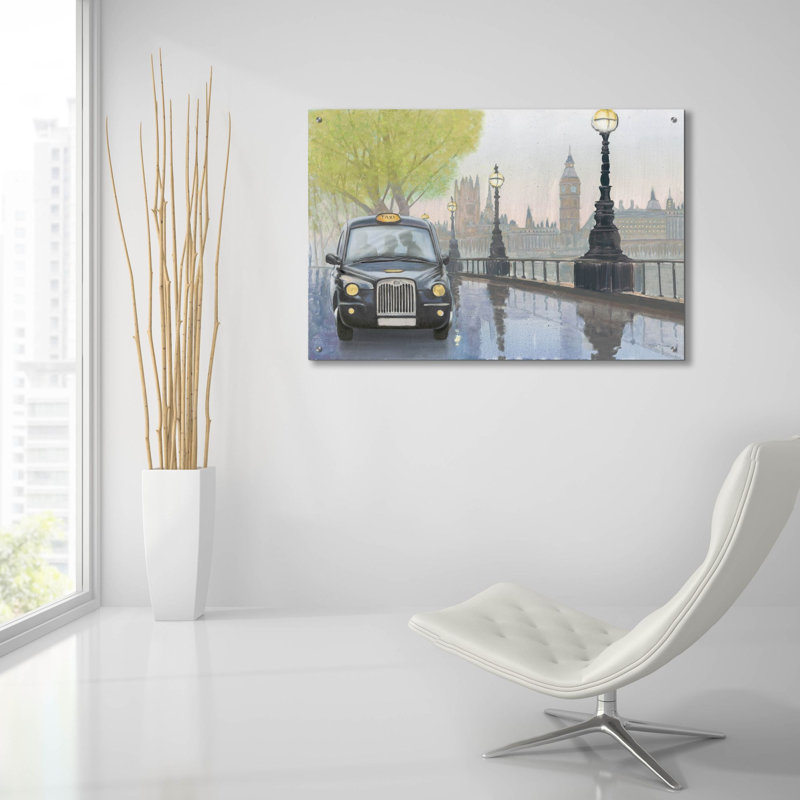 Art mural en verre le long de la Tamise V.2 "par Myles Sullivan, H 24 po x l 36 po x P 0,2 po