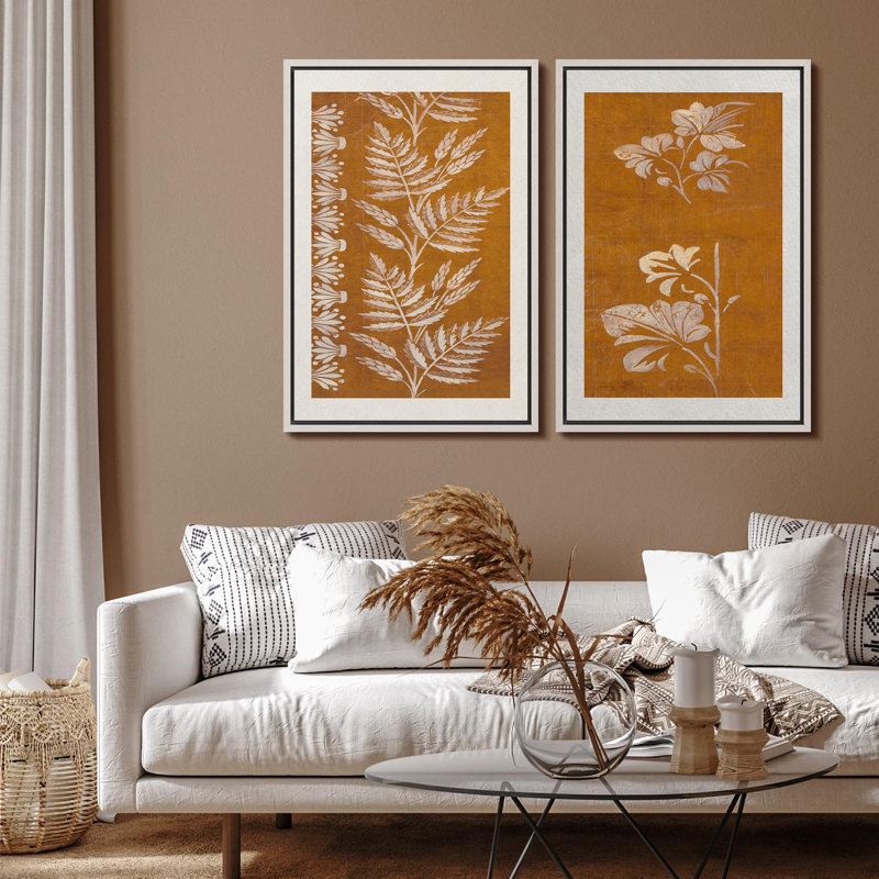 "Minimal Botanical", "Floral Floral Plants Silhouette", reproduction d'art sur toile encadrée 2 pièces, H 36 po x l 48 po