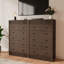 Grande commode en bois cannelée avec 5 tiroirs, armoire de rangement moderne de 31,5 po-328509173