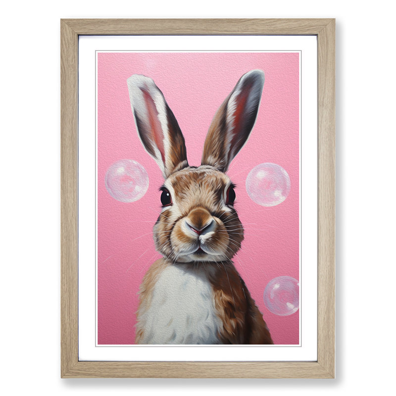 Hare Bubble Gum Painting - Framed Print, 64cmH x 46cmW