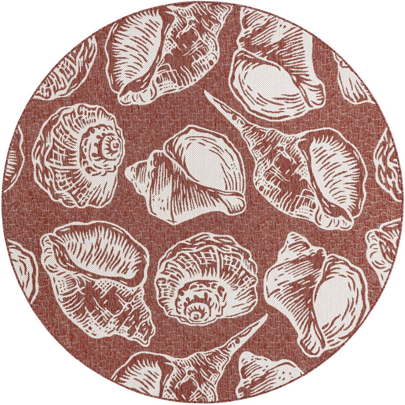 Tapis contemporain rouille et ivoire Ayton, Rond 7 pi 10 po