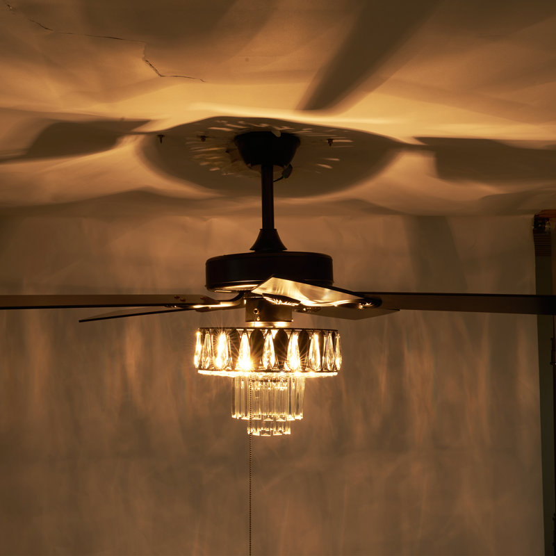 52" Luxury Crystal Ceiling Fan With Remote Control Kit