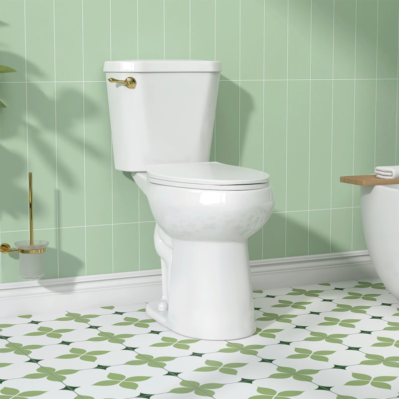 Toilette allongée 1,28 GPF avec siège à chasse d'eau et fermeture en douceur 1 pièce avec poignée dorée blanche