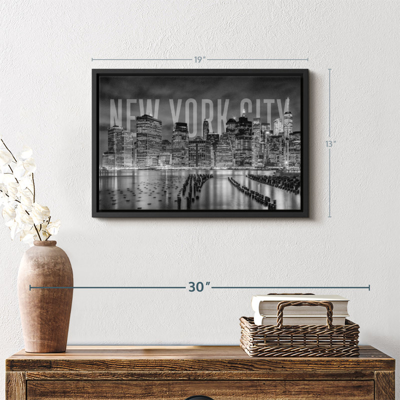 «Art mural monochrome à New York City Skyline», H 13 po x l 19 po
