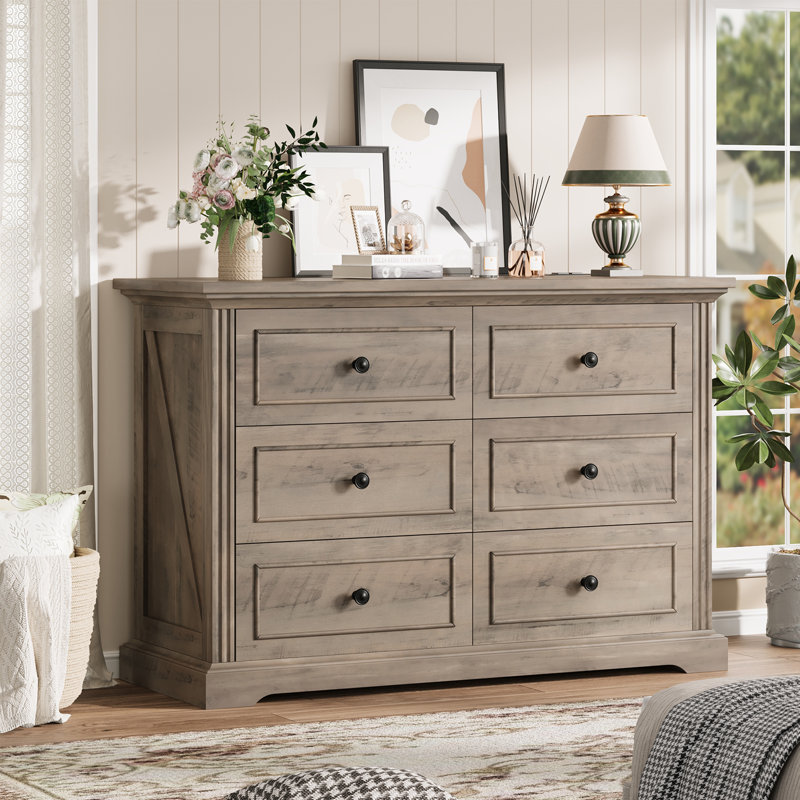 Commode 6 tiroirs 47 "pour chambre 47" Farmhouse, Gris