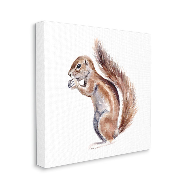 «Baby Squirrel Kids» Wild Animal par Fox Hollow Studios - Peinture, Toile tendue, H 24 po x l 24 po x P 1,5 po