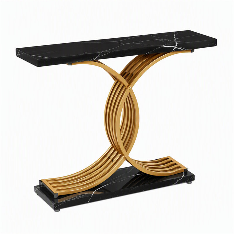 Console de 39 po en or, canapé-lit étroit moderne avec pieds en métal pour couloir, chambre à coucher, salon, vestibule, assemblage facile