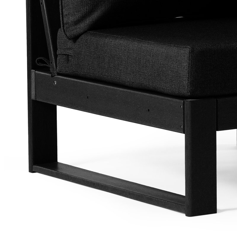 Chaise de patio sans accoudoirs à assise profonde avec cadre, Noir, noir, noir, noir, Noir, noir, noir, noir