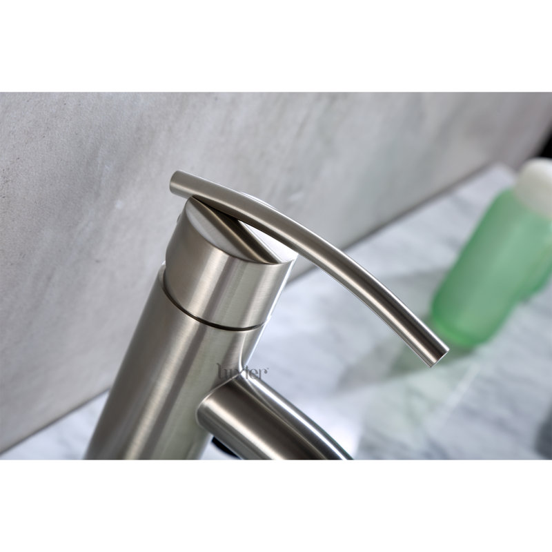 Single Hole Bathroom Faucet with Drain Assembly, Brushed Nickel