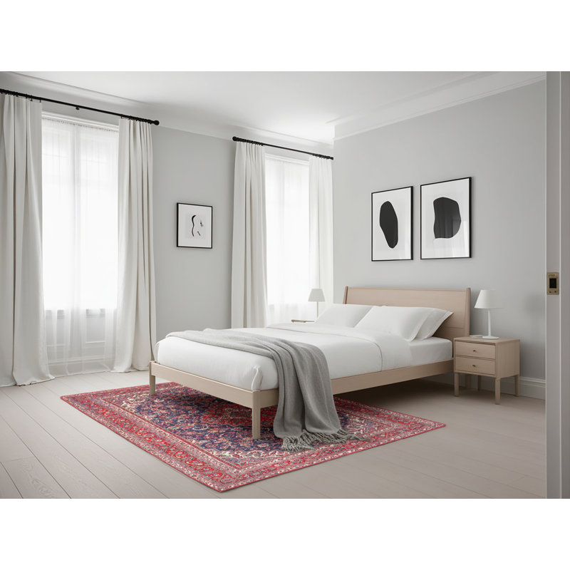 Tapis décoratif rouge oriental Elis, Rectangle 5 pi x 7 pi