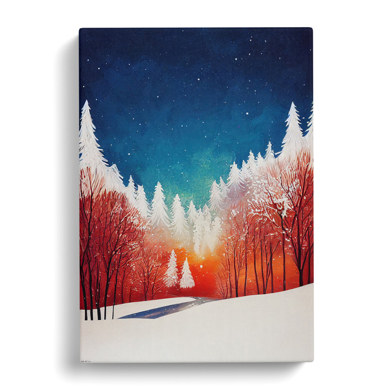 CAN-V0523-2899X Winter Landscape Forest - Wrapped Canvas Print, 50cm H x 35cm W