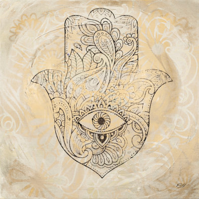 Hamsa Eye Neutral by Kellie Day - Wrapped Canvas Painting