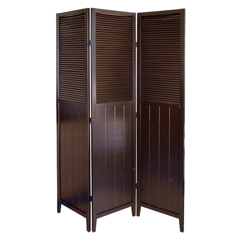 Porte à volets 70 "à 3 panneaux / cloison avec finition espresso