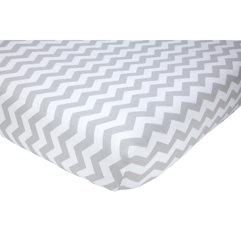 Feuille de lit à plat chevron Sanya, Gris / Blanc
