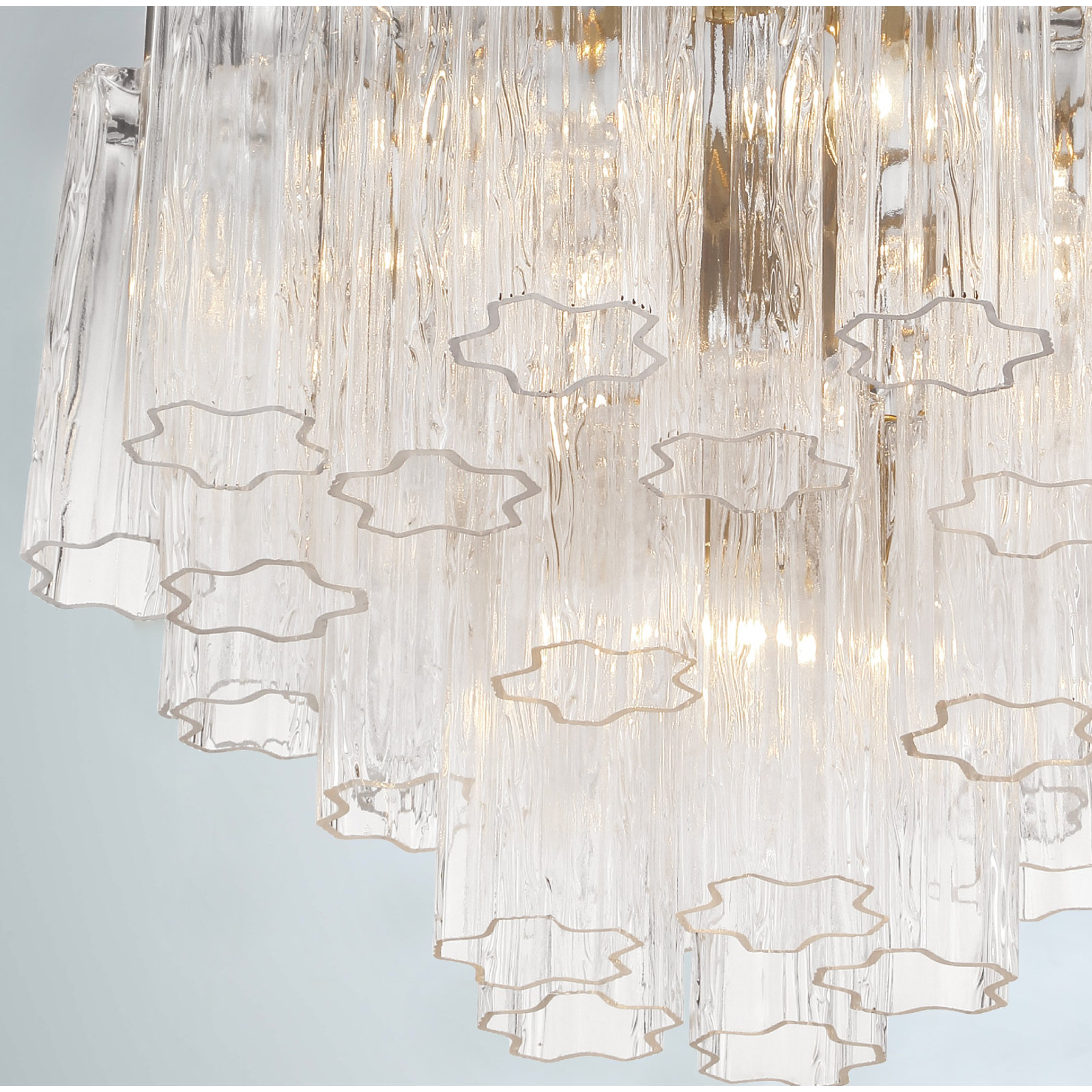 Arras 9-Light Chandelier, Aged Brass,  Clear, 14" H x 19.75" W x 19.75" D