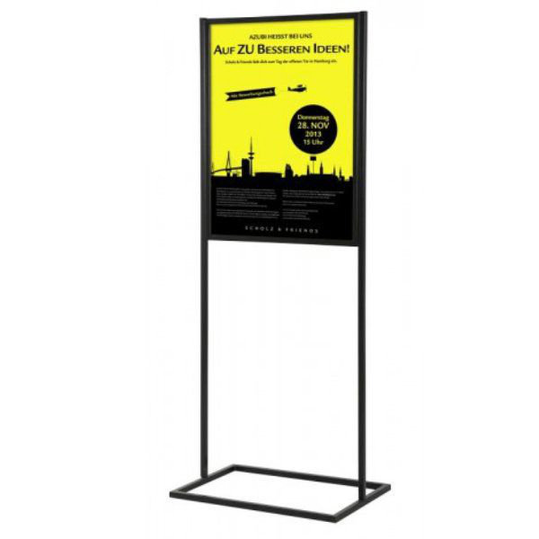 Panneau d’information en métal avec 1 étage, H 67,83 po x l 20,19 po, Noir
