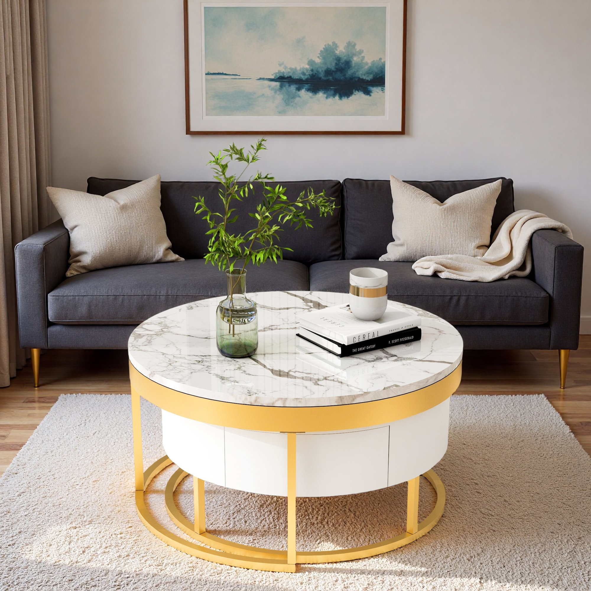 Latitude Run® Modern Round Nesting Coffee Table With Drawers | Wayfair