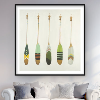 Avirons nautiques colorés - reproduction encadrée pour la décoration intérieure