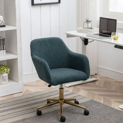 Chaise de bureau en tissu Teddy, hauteur réglable, pivotant à 360 °