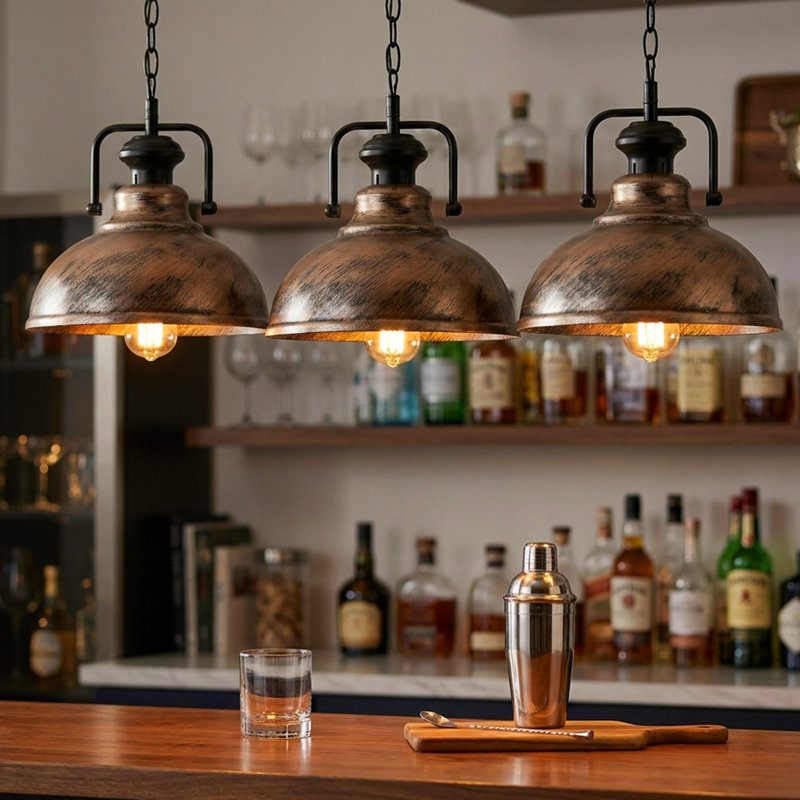 1 - Light Dome Pendant, Brushed Copper, No