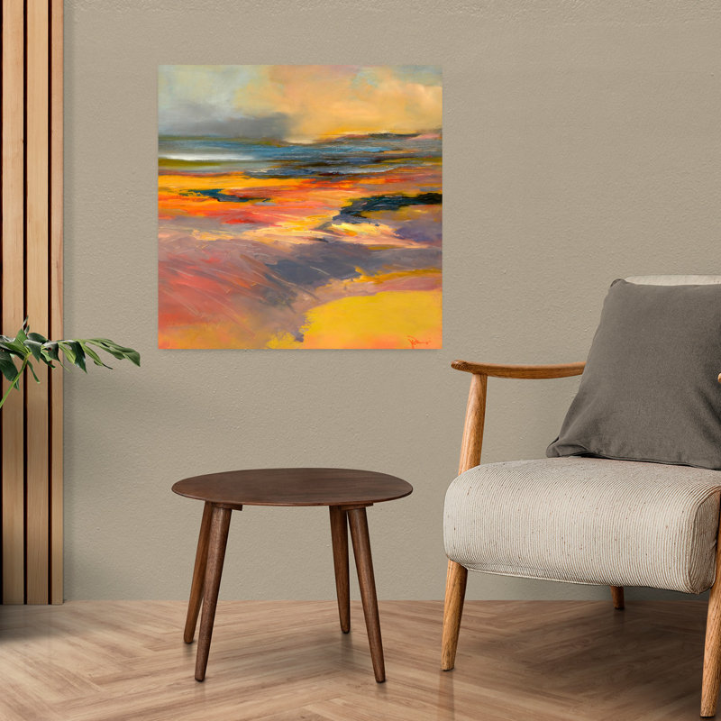Blazing contemporain abstrait paysage art naturel, H 24 po x l 24 po