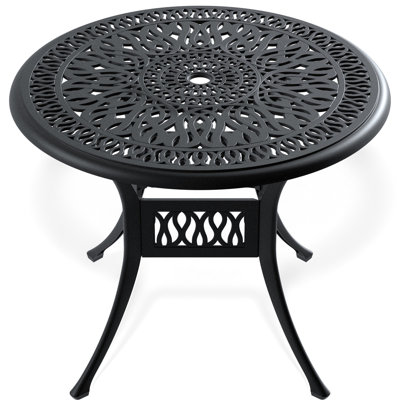 35.83" Patio Dining Table In Cast Aluminum Black Frame - Design, Stylish Appearance 35.83-inch Outdoor With Surface, Space Saving