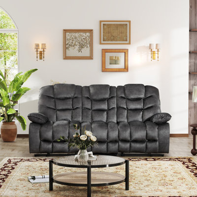 88.19'' Wide Modern Microfiber Manual Reclining Sofa