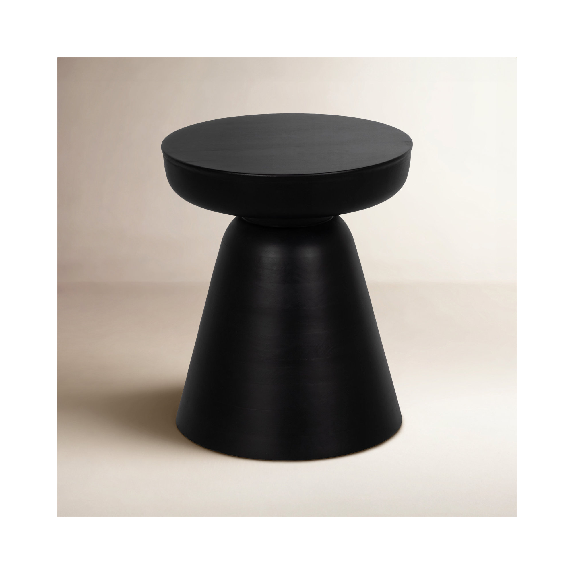 Vanola Drum Wooden Accent Table, Smooth Black