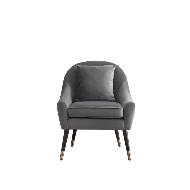 Giddings Velvet Barrel Chair, Grey