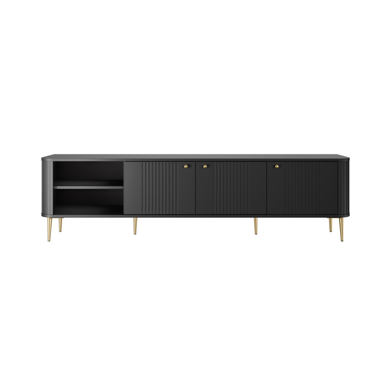 Dayzee Unfinished TV Stand for TVs up to 55", Black/Gold