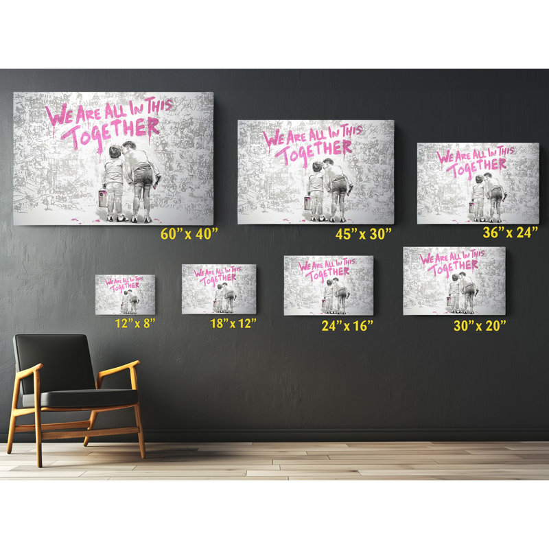 Banksy «We Are All In This Together», reproduction sur toile, H 40 po x l 60 po