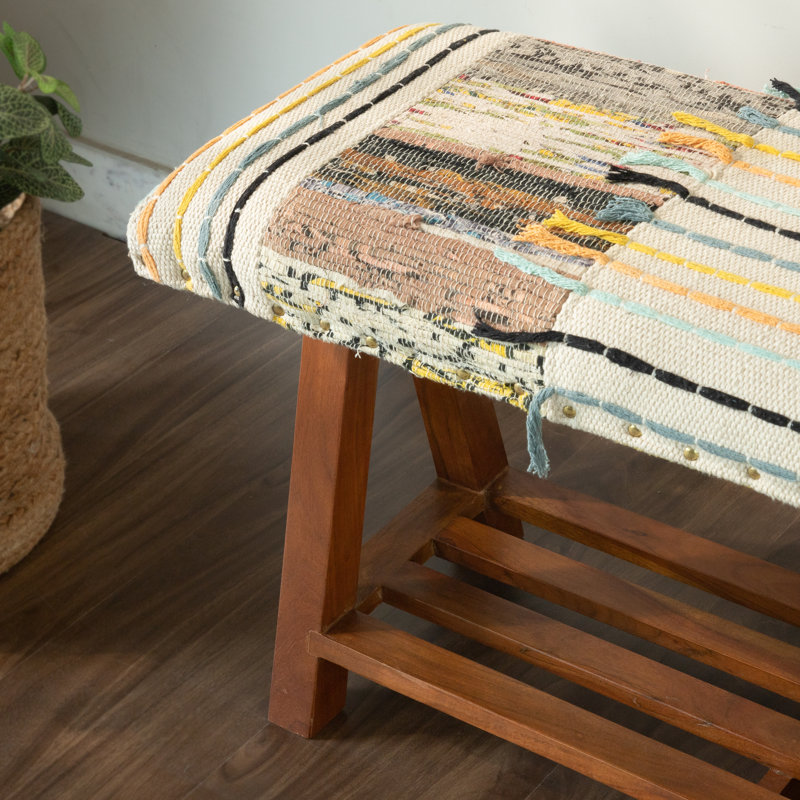 Lakeda 100% Cotton Upholstered Storage Bench