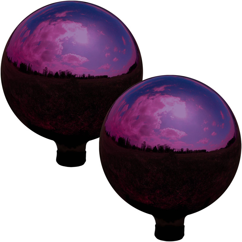 Globe terrestre extérieur en acier inoxydable à miroir 10 po Obrien - Merlot - ensemble de 2, Or rose, 2