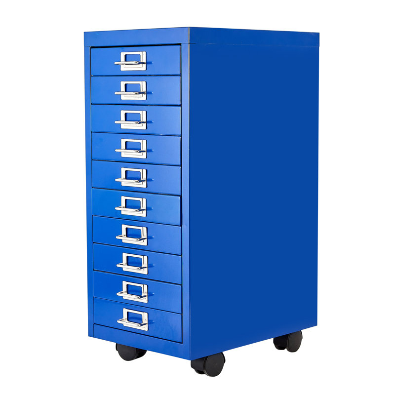 File Cabinet With Mini Size Metal File Organizer Document Organizer, 10 Tier With 10 Drawer For Home Office, Office Desk File Blue