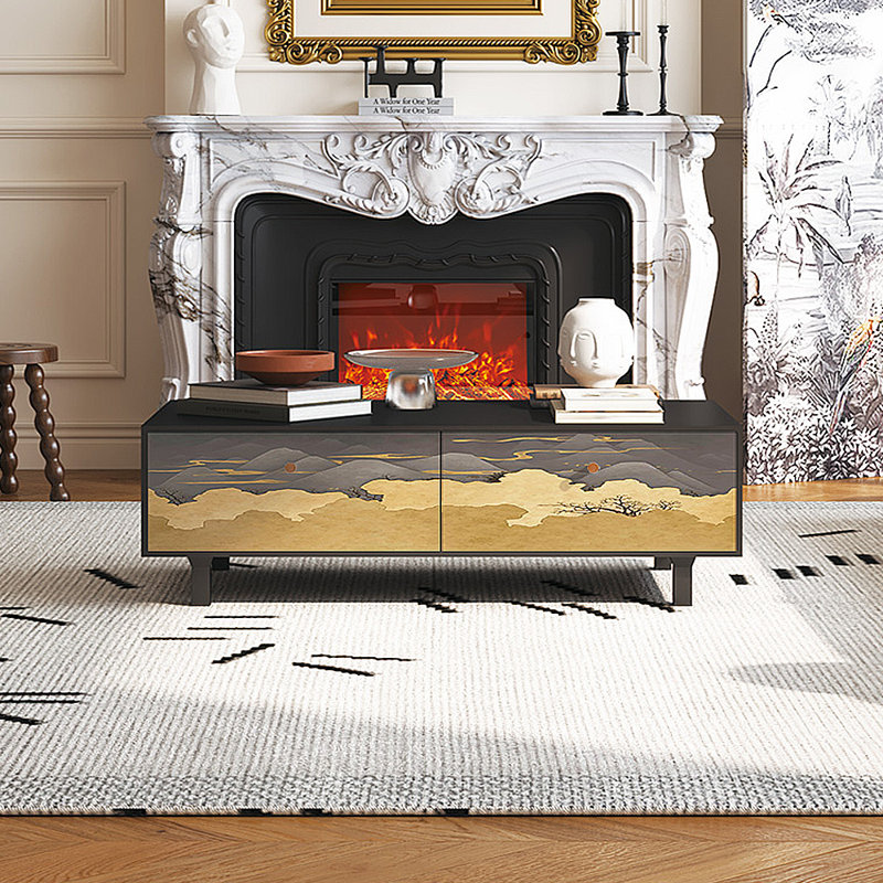 Table basse française avec rangement peint rétro, Noir