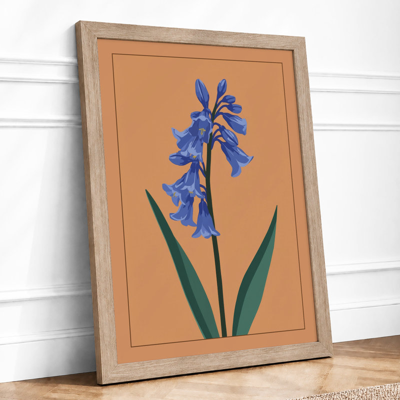Blue Iris Botanical - Framed Print, A1 - 84.1 x 59.4 cm, Oak