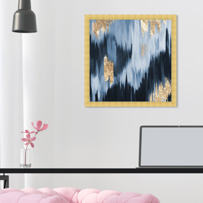 " Abstract Gold Blue Fall Paint "