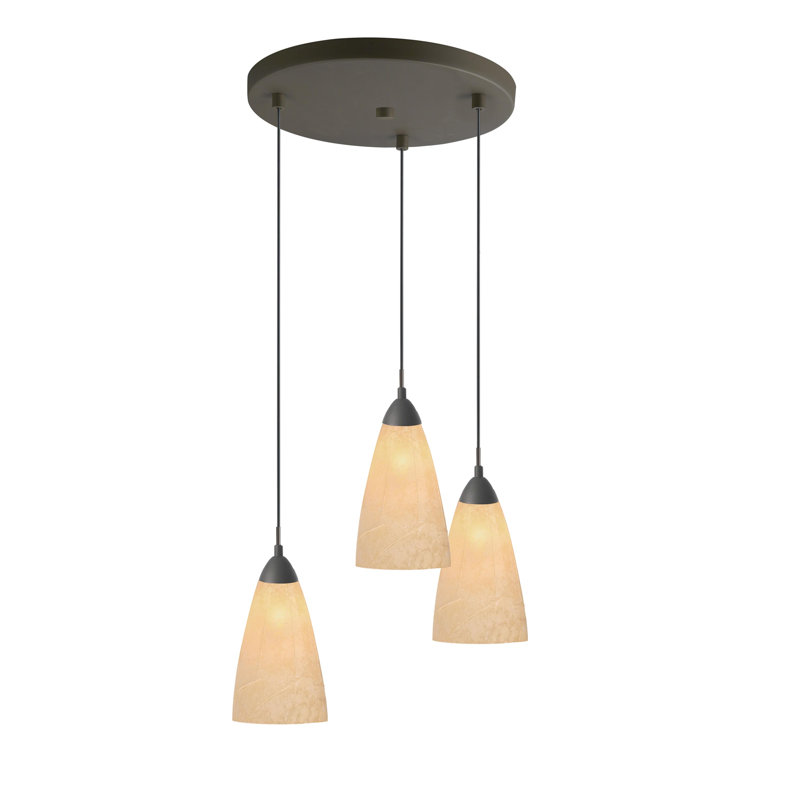 Matte Glass and Metallic Bronze 72" Cluster Pendant Light